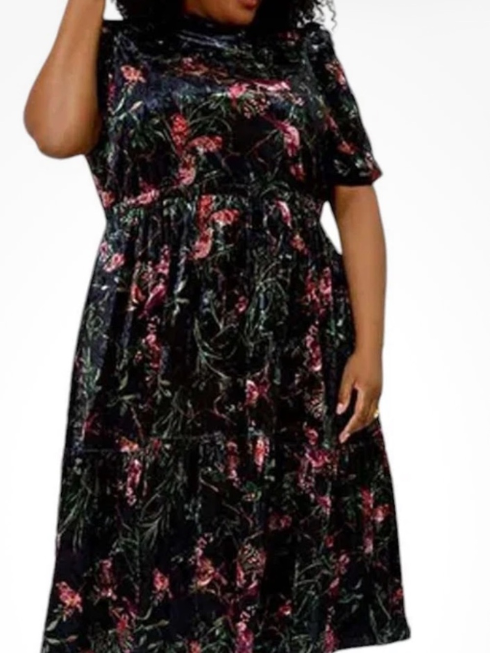 Leota Floral Tiered Maxi Dress - Black with Pink Floral